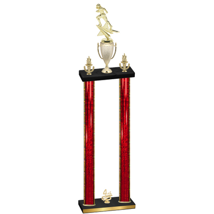 Double Red Glacier Fourth Place Football Trophy