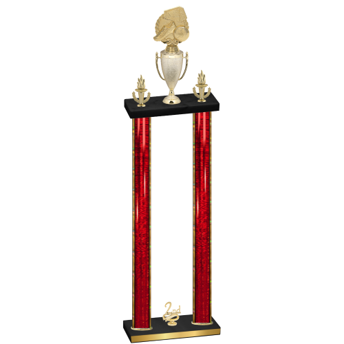 Double Red Glacier Second Place Soccer Trophy