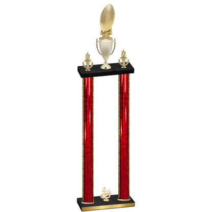 Double Red Glacier Fourth Place Football Trophy
