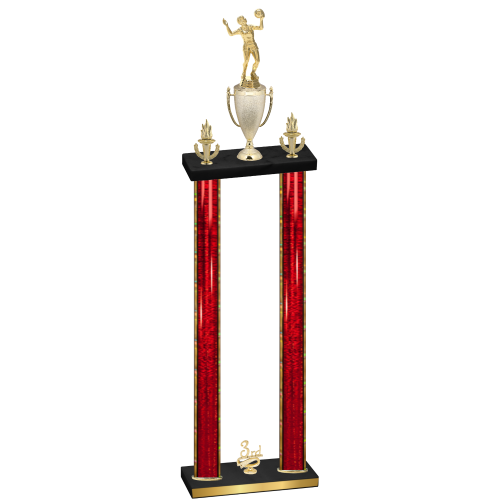 Double Red Glacier Third Place Volleyball Trophy