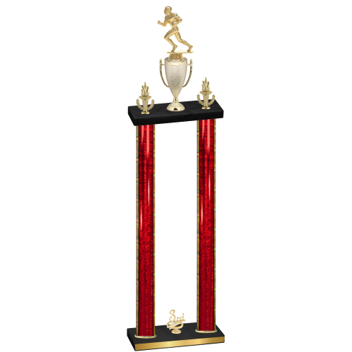 Double Red Glacier Third Place Football Trophy