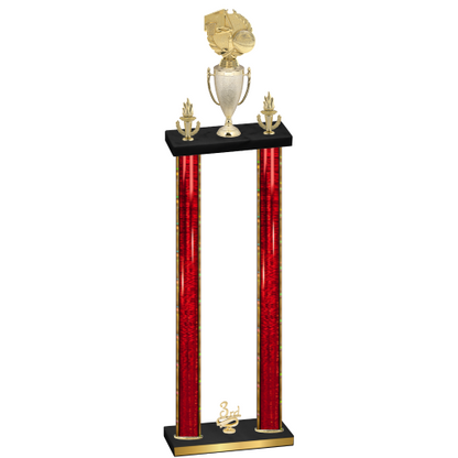 Double Red Glacier Third Place Basketball Trophy
