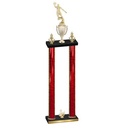 Double Red Glacier Third Place Basketball Trophy