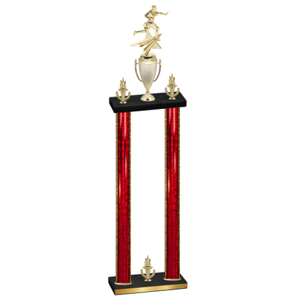 Double Red Glacier Victory Flag Football Trophy