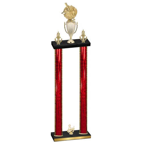 Double Red Glacier Third Place Baseball Trophy