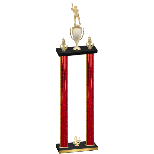 Double Red Glacier Fourth Place Baseball Trophy