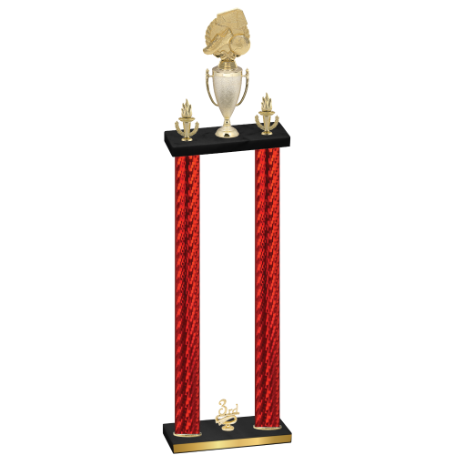 Double Red Carbon Fiber Third Place Soccer Trophy