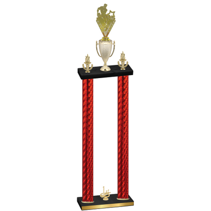 Double Red Carbon Fiber First Place Rugby Trophy