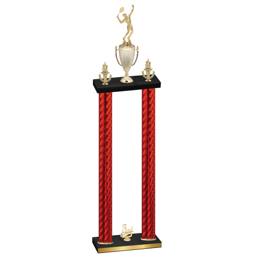Double Red Carbon Fiber Third Place Tennis Trophy