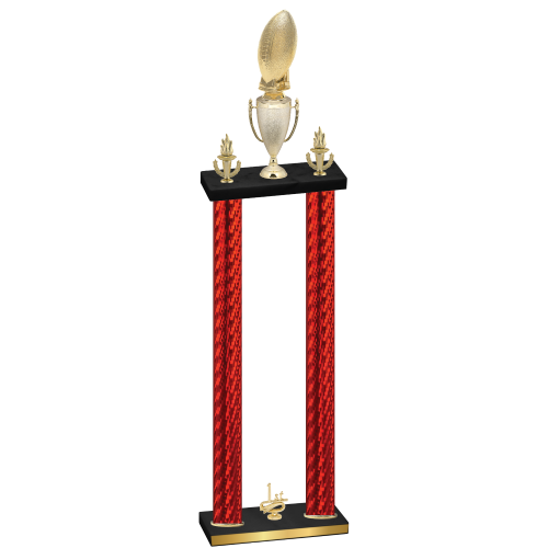 Double Red Carbon Fiber First Place Football Trophy