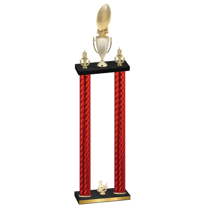 Double Red Carbon Fiber Third Place Football Trophy