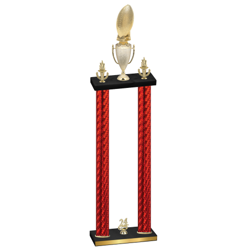 Double Red Carbon Fiber Year Football Trophy