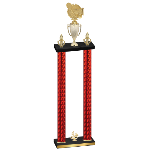 Double Red Carbon Fiber Fourth Place Tennis Trophy