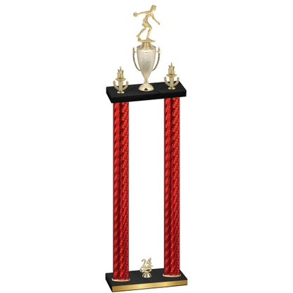 Double Red Carbon Fiber Year Bowling Trophy