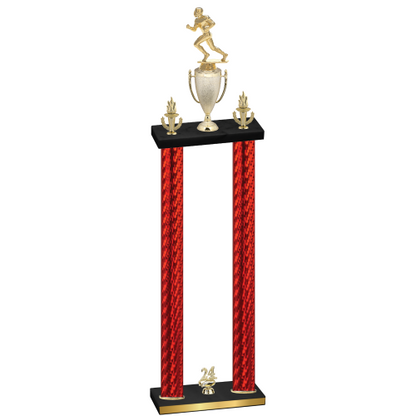 Double Red Carbon Fiber Year Football Trophy