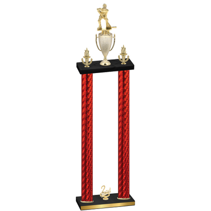 Double Red Carbon Fiber Second Place Hockey Trophy