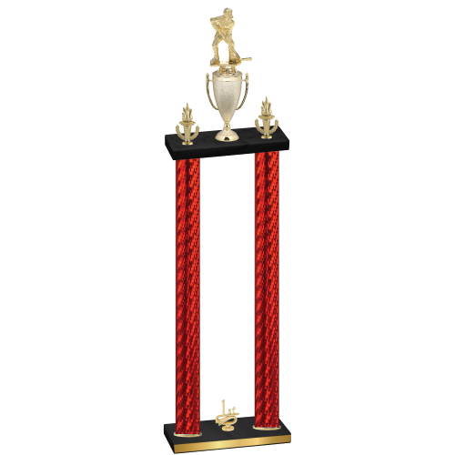 Double Red Carbon Fiber First Place Hockey Trophy