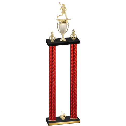 Double Red Carbon Fiber First Place Lacrosse Trophy