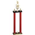 Double Red Carbon Fiber Third Place Lacrosse Trophy