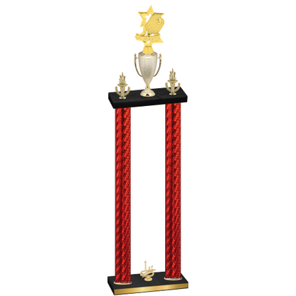 Double Red Carbon Fiber First Place Pickleball Trophy