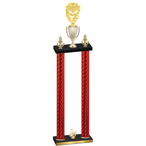 Double Red Carbon Fiber Third Place Pickleball Trophy