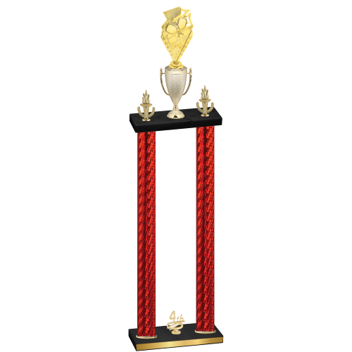 Double Red Carbon Fiber Fourth Place Pickleball Trophy