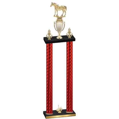 Double Red Carbon Fiber First Place Horses Trophy