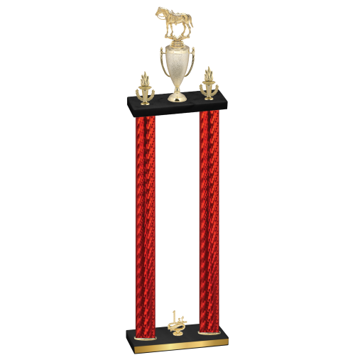 Double Red Carbon Fiber First Place Horses Trophy