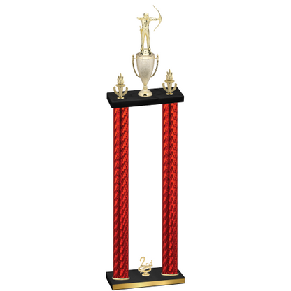Double Red Carbon Fiber Second Place Archery Trophy
