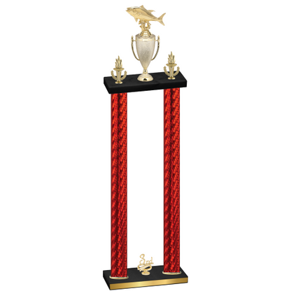 Double Red Carbon Fiber Third Place Fishing Trophy