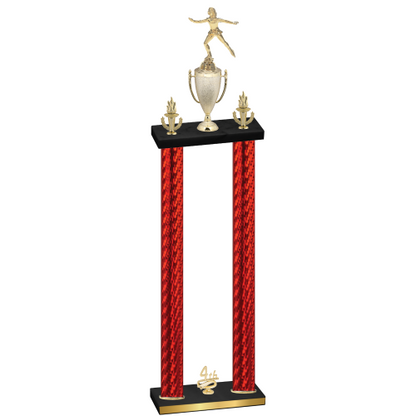 Double Red Carbon Fiber Fourth Place Skater Trophy