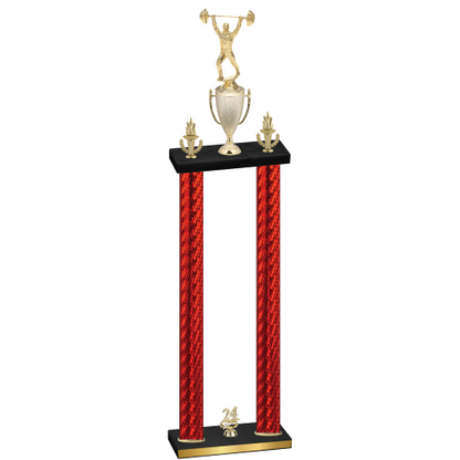 Double Red Carbon Fiber Year Weights Trophy