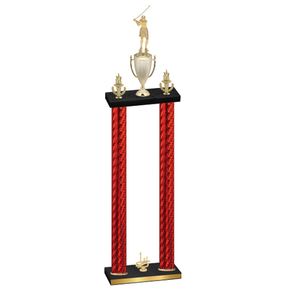 Double Red Carbon Fiber First Place Golf Trophy