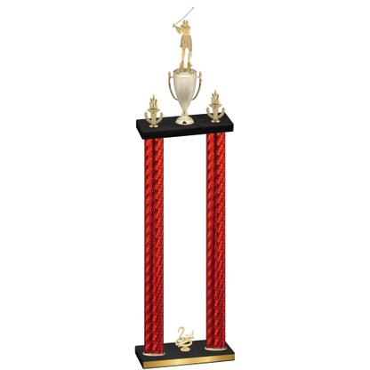 Double Red Carbon Fiber Second Place Golf Trophy