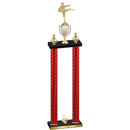 Double Red Carbon Fiber Second Place Karate Trophy