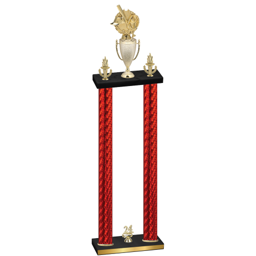 Double Red Carbon Fiber Year Baseball Trophy