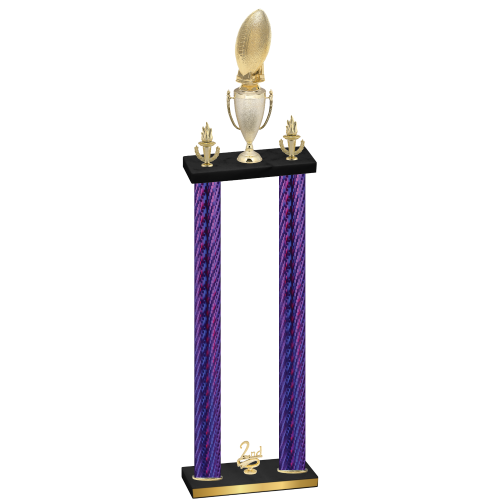 Double Purple Carbon Fiber Second Place Football Trophy
