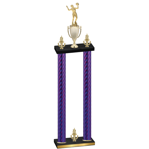 Double Purple Carbon Fiber Victory Volleyball Trophy