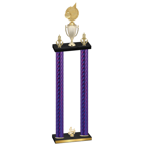 Double Purple Carbon Fiber Fourth Place Volleyball Trophy
