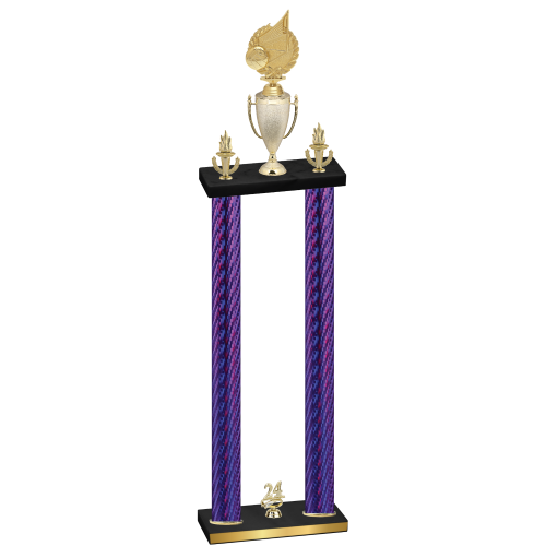 Double Purple Carbon Fiber Year Volleyball Trophy