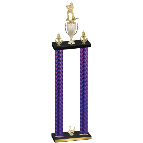 Double Purple Carbon Fiber Second Place Hockey Trophy
