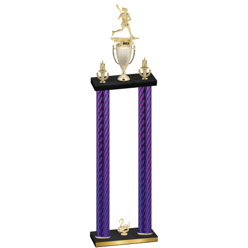 Double Purple Carbon Fiber Second Place Lacrosse Trophy