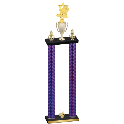Double Purple Carbon Fiber First Place Pickleball Trophy