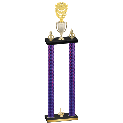Double Purple Carbon Fiber First Place Pickleball Trophy