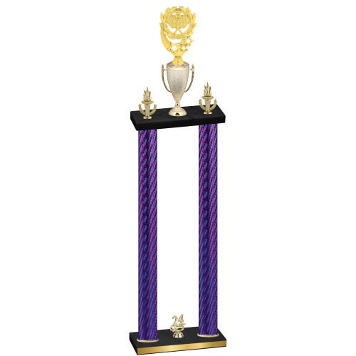 Double Purple Carbon Fiber Year Pickleball Trophy