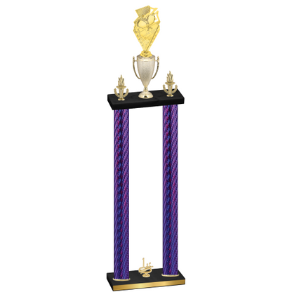 Double Purple Carbon Fiber First Place Pickleball Trophy