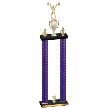 Double Purple Carbon Fiber Year Weights Trophy