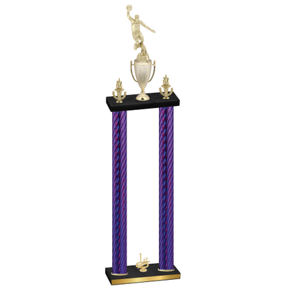 Double Purple Carbon Fiber First Place Basketball Trophy