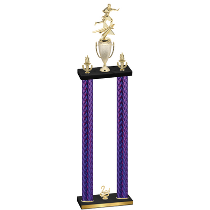 Double Purple Carbon Fiber Second Place Flag Football Trophy