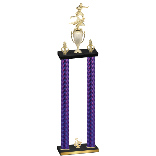 Double Purple Carbon Fiber Third Place Flag Football Trophy